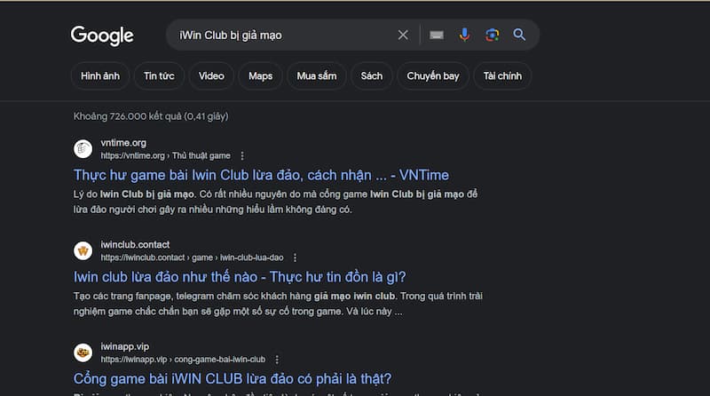 iWin Club bị giả mạo